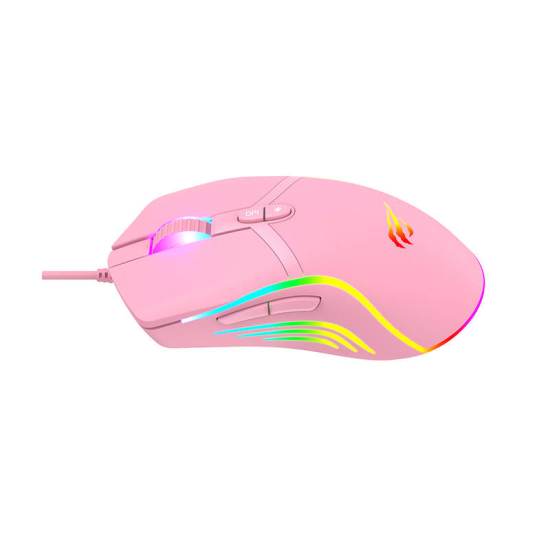 Mysz gamingowa Havit MS1026 RGB 1000-6400 DPI (różowa)