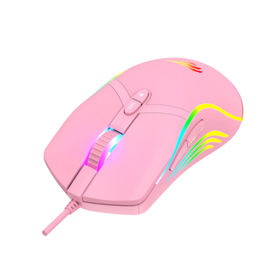 Mysz gamingowa Havit MS1026 RGB 1000-6400 DPI (różowa)