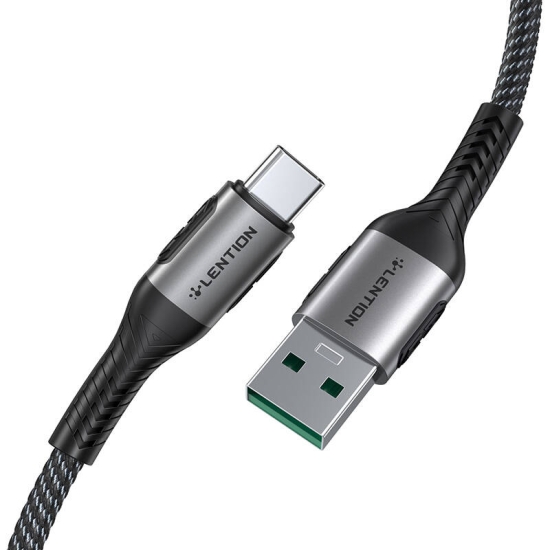 Kabel szybko ładujący USB-A 3.1 do USB-C Lention CB-ACE-6A1M, 6A, 10Gbps, 1m (czarny)