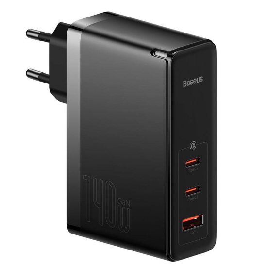 Ładowarka sieciowa Baseus GaN5 Pro 2xUSB-C + USB, 140W (czarna)