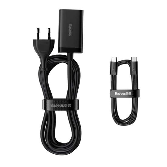 Ładowarka sieciowa Baseus GaN3 Pro, 2x USB-C, 2x USB, 65W (czarna)