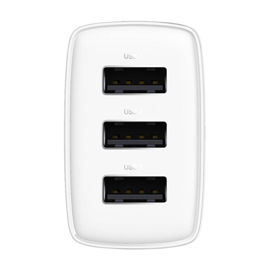 Ładowarka sieciowa Baseus Compact Quick Charger, 3x USB, 17W (biała)