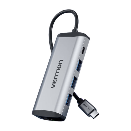 Stacja dokująca USB-C na USB-C, 3x USB3.0, PD 0,15m Vention THAHB szary