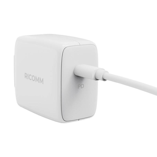 Ładowarka sieciowa 45W GaN Ricomm RC451 EU, 1xUSB-C + kabel USB-C 2.1m