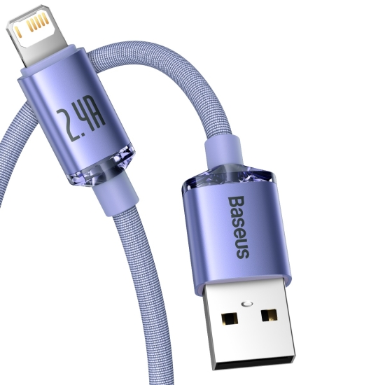 Kabel USB do Lightning Baseus Crystal Shine, 2.4A, 1.2m (fioletowy)