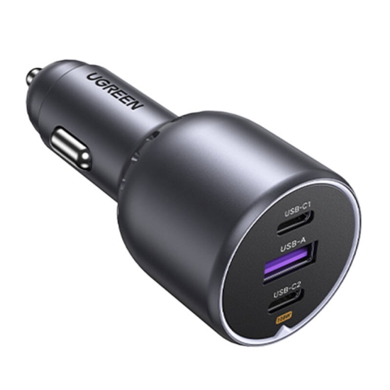 Ładowarka samochodowa Ugreen EC705 2x USB-C + USB, 130W (czarna)