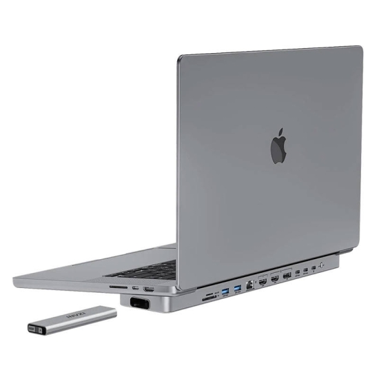 Stacja dokująca / Hub USB-C do MacBook Pro 16" INVZI MagHub 12w2 z kieszenią SSD (szara)