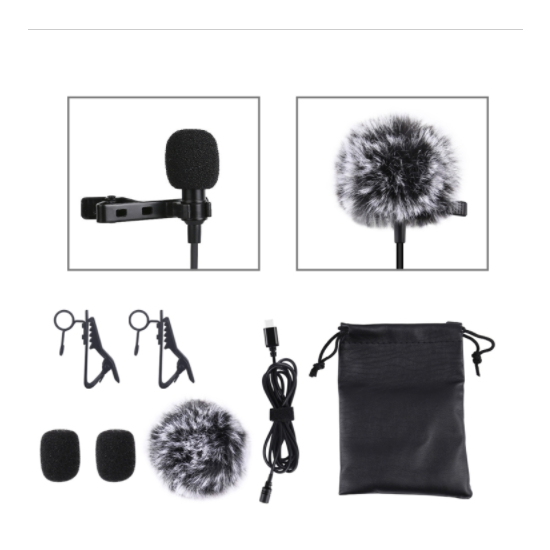 Mikrofon Jack Puluz krawatowy z klipsem PU425 1,5m USB-C