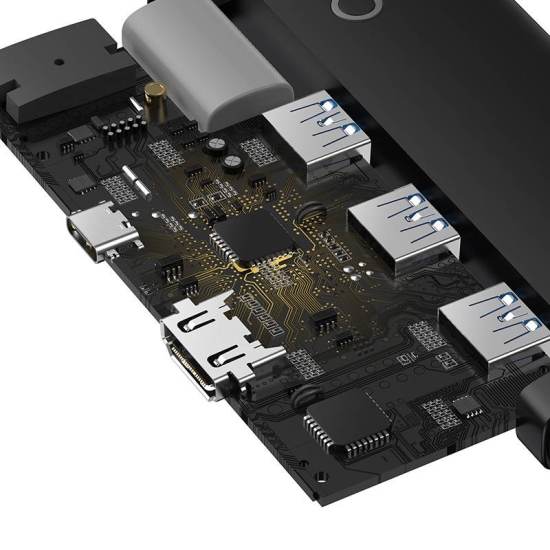 HUB Baseus 5-portowy USB-C  do HDMI+USB3.0x3+PD (czarny)