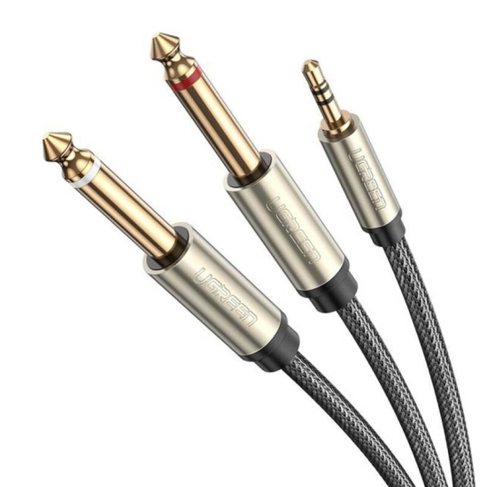 UGREEN AV126 Kabel TRS 3.5 mm do 2x TS - 1m (szary)