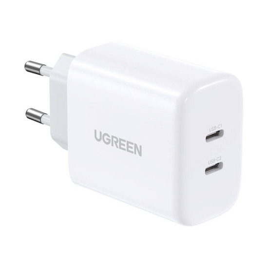 Ładowarka sieciowa UGREEN CD243, 2x USB-C, 40W (biała)