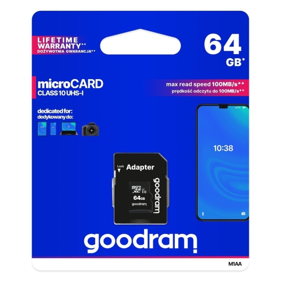 Karta pamięci Goodram microSD 64GB (M1AA-0640R12)