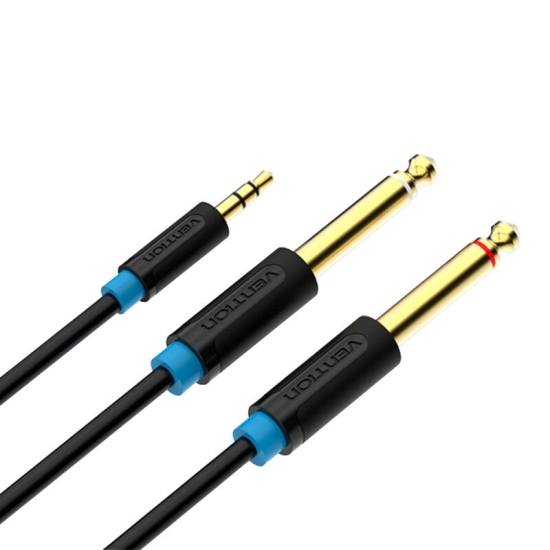 Kabel audio TRS 3,5mm na 2x 6,35mm męski Vention BACBD 0,5m czarny