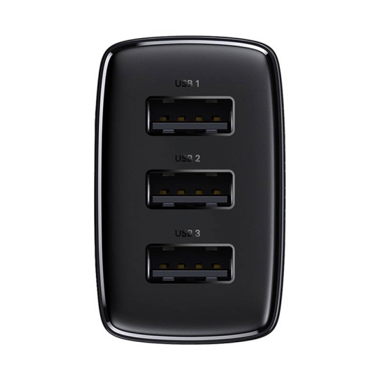 Ładowarka sieciowa Baseus Compact Quick Charger, 3x USB, 17W (czarna)