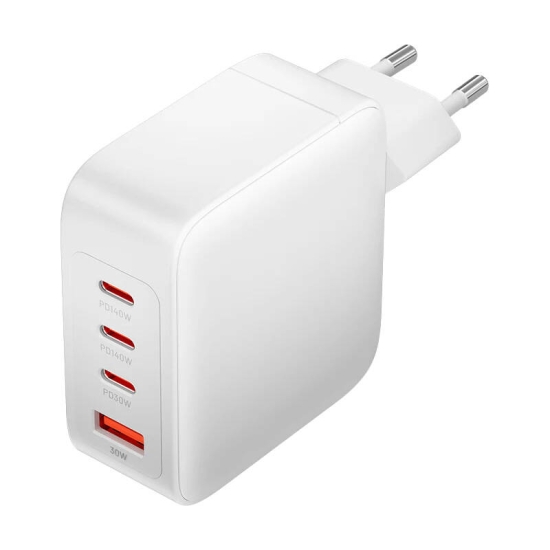 Ładowarka sieciowa, Vention, FEIW0-EU,  3xUSB-C, USB- A, 140W/140W/30W/18W, GaN (biała)