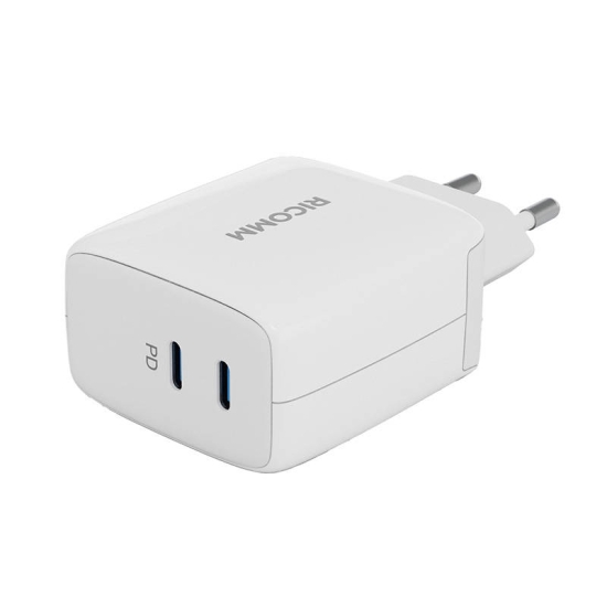 Ładowarka sieciowa 65W GaN Ricomm RC652 EU, 2xUSB-C + kabel USB-C 2.1m