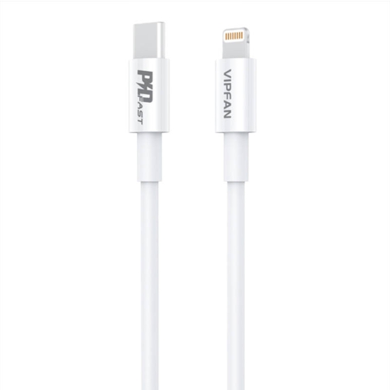 Ładowarka sieciowa VFAN E04, USB-C, 20W, QC 3.0 + kabel Lightning (biała)