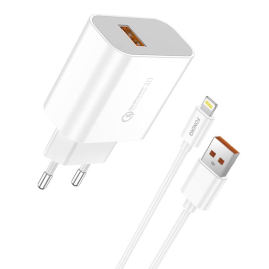 Ładowarka sieciowa Foneng EU46, 1x USB, QC 3.0 + Kabel USB Lightning