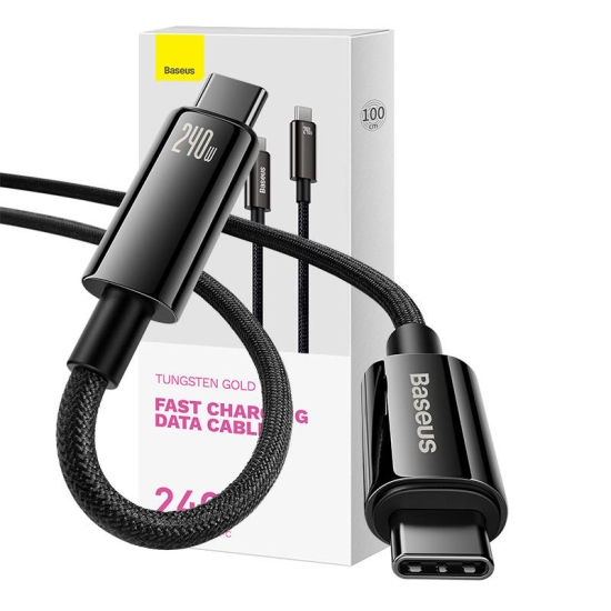 Kabel USB-C do USB-C Baseus Tungsten Gold 240W 1m (czarny)