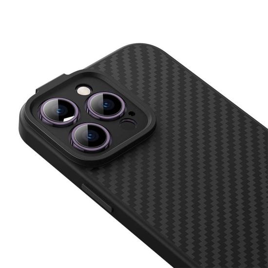 Magnetyczne etui Baseus Synthetic Fiber Series do iPhone 14 Pro (czarne) +szkło hartowane +zestaw czyszczący