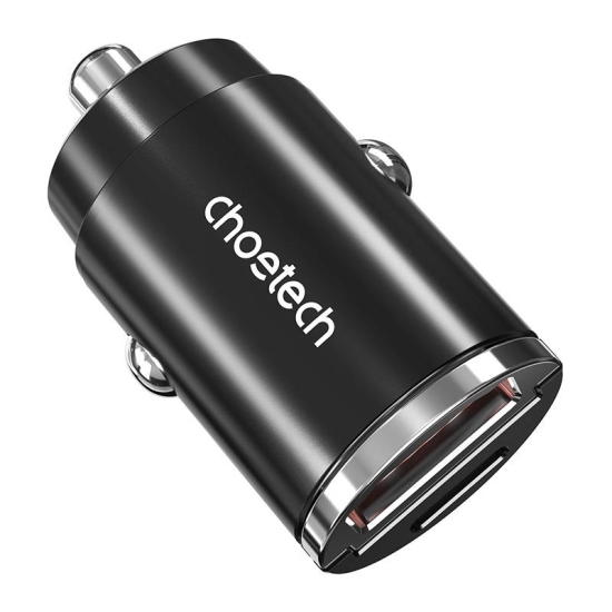 Ładowarka samochodowa Choetech TC0006 1x USB-A, 1x USB-C 30W PD 3.0 (czarna)