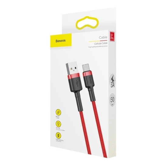 Kabel USB do USB-C Baseus Cafule 3A 0.5m (czerwony)