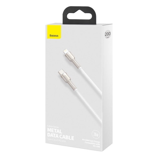 Kabel USB-C do Lightning Baseus Cafule, PD, 20W, 2m (biały)