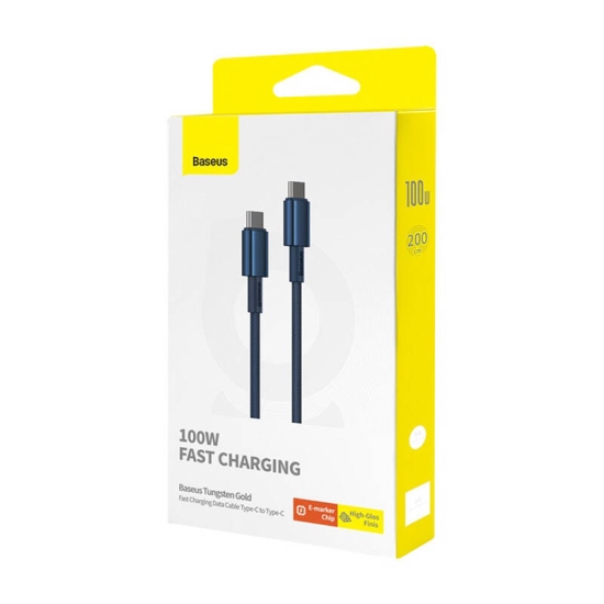 Kabel USB-C do USB-C Baseus Tungsten Gold, 100W, 2m (niebieski)