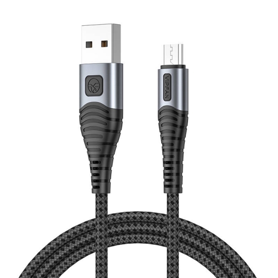 Kabel USB do Micro USB VFAN X10, 3A, 1.2m, z oplotem (czarny)