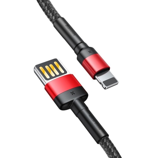 Kabel Lightning USB (dwustronny) Baseus Cafule 2,4A 1m (czarno-czerwony)