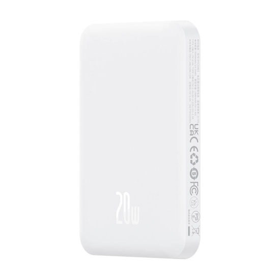 Magnetyczny mini powerbank Baseus 5000mAh, USB-C 20W (biały)