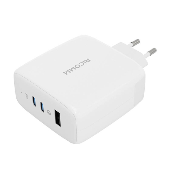 Ładowarka sieciowa 120W GaN Ricomm RC1201 EU, 1xUSB-A, 2xUSB-C + kabel USB-C 2.1m