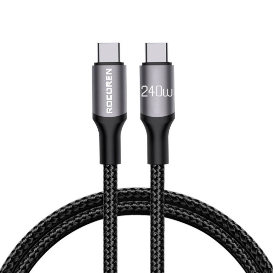 Kabel USB-C do USB-C Rocoren Retro Series, 240W, 1m (szary)