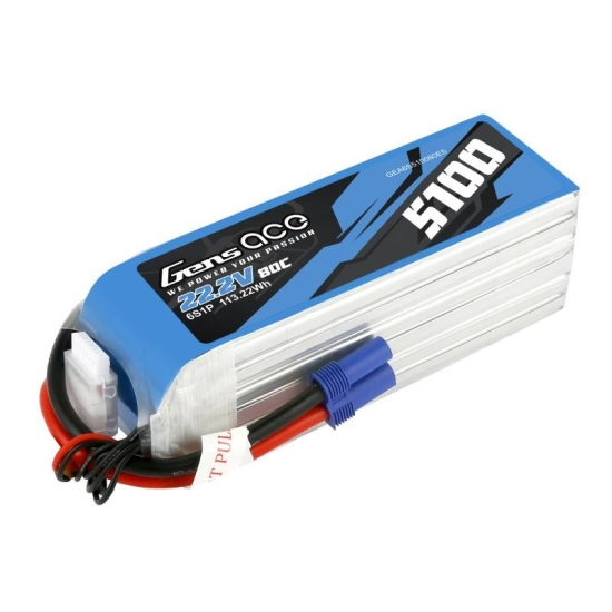 Akumulator GensAce 5100mAh 22.2V 80C 6S1P EC5