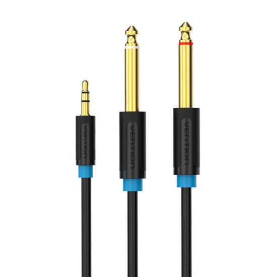 Kabel audio TRS 3,5mm na 2x 6,35mm Vention BACBJ 5m czarny