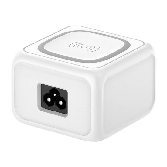 Ładowarka indukcyjna 10W Budi 317TE, 2x USB + USB-C, 18W (biały)