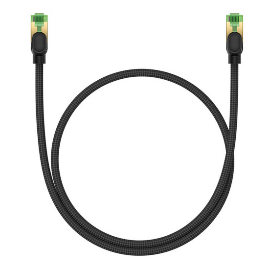 Kabel sieciowy w oplocie kat. 8 Baseus Ethernet RJ45, 40Gbps, 0,5m (czarny)