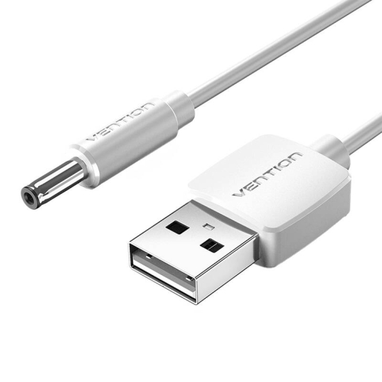 Kabel zasilający USB 2.0 do DC 3,5mm Barrel Jack 5V Vention CEXWD 0,5m (biały)