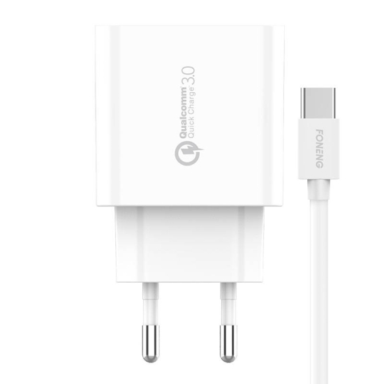 Ładowarka sieciowa Foneng EU46, 1xUSB, QC 3.0 + Kabel USB typ C