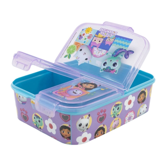 Śniadaniówka / Lunchbox STOR 21220 3 komorowa  Koci Domek Gabi (fioletowa)