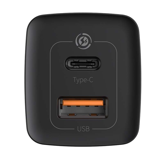 Ładowarka sieciowa Baseus GaN2 Lite, USB + USB-C, 65W, EU (czarna)