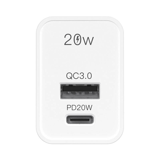 Ładowarka sieciowa RayCue USB-C + USB-A PD 20W EU (biała)