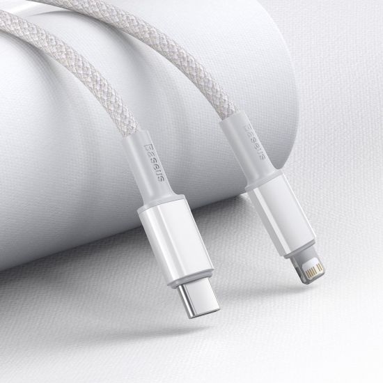 Kabel USB-C do Lightning Baseus High Density Braided, 20W, PD, 2m (biały)