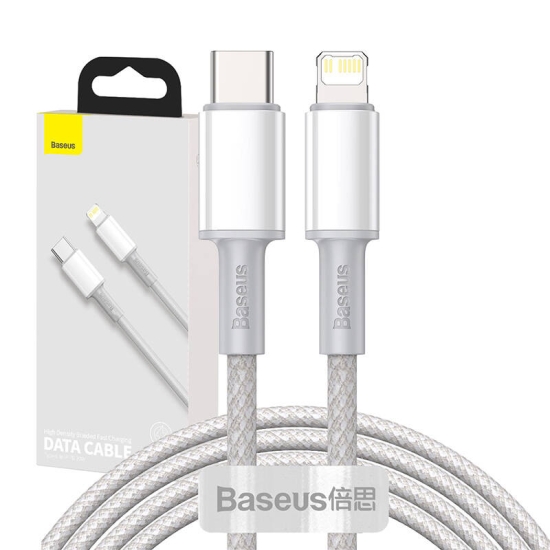 Kabel USB-C do Lightning Baseus High Density Braided, 20W, PD, 2m (biały)