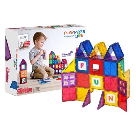 Klocki magnetyczne 3D Playmags 158 zestaw 60 elementów