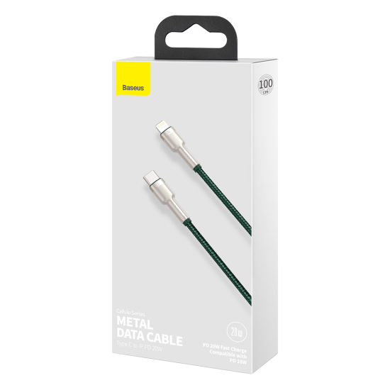 Kabel USB-C do Lightning Baseus Cafule, PD, 20W, 1m (zielony)