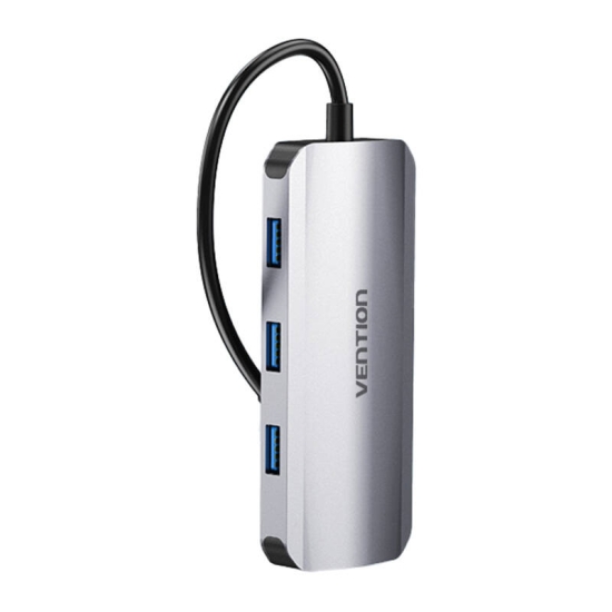 Stacja dokująca z USB-C na HDMI, 3x USB 3.0, RJ45, PD 0,15m Vention TOHHB (szary)