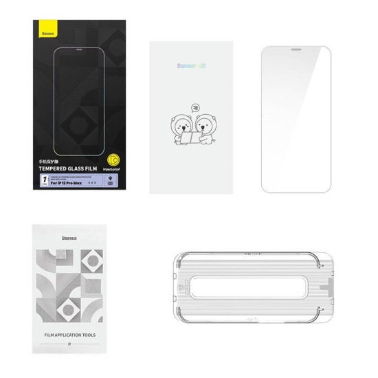 Szkło hartowane Baseus 0.4mm Corning HD Iphone 12 Pro MAX + zestaw czyszczący