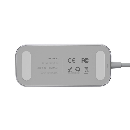 Adapter 7w1 Blitzwolf BW-TH5 Hub USB-C do 3xUSB 3.0, HDMI, USB-C PD, SD, microSD