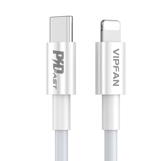 Kabel USB-C do Lightning VFAN P01, 3A, PD, 1m (biały)